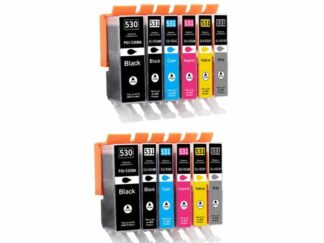 Rabatpakke - Canon PGI-530 / CLI-531 2x PGBK-BK-C-M-Y-GY 12 stk blækpatron kompatibel 6117C001-2 5.560 sider