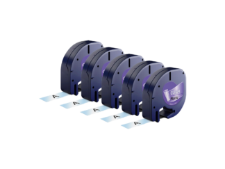 Rabatpakke - 5 stk Dymo 12267 sort på klar tape Kompatibel 12 mm x 4 m