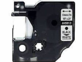 Dymo 45013 D1 sort på hvid tape - Kompatibel S0720530 - 12mm x 7m