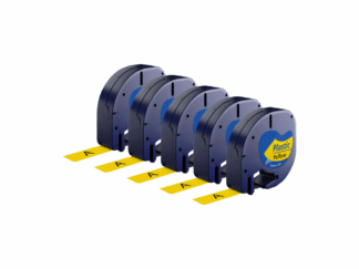 Rabatpakke - 5 stk Dymo 91202 | 91222 sort på gul tape Kompatibel 12 mm x 4 m