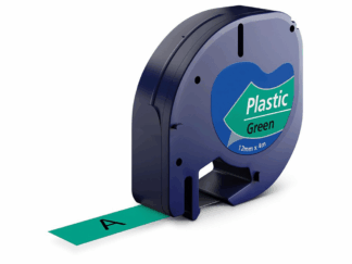 Dymo 91204 | 91224 sort på grøn tape - Kompatibel S0721640 - 12 mm x 4 m