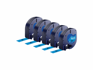Rabatpakke - 5 stk Dymo 91205 | 91225 sort på blå tape Kompatibel 12 mm x 4 m
