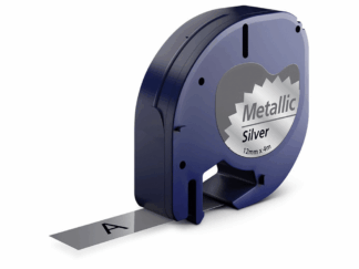 Dymo 91208 | 91228 sort på sølvmetallic tape - Kompatibel S0721730 - 12 mm x 4 m