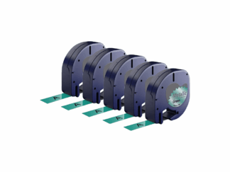 Rabatpakke - 5 stk Dymo 91209 | 91229 sort på grønmetallic tape Kompatibel 12 mm x 4 m