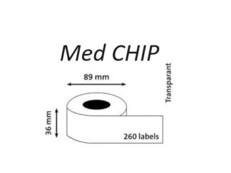 Dymo 99013 gennemsigtige adresseetiketter med CHIP - Kompatibel S0722550 - 260 stk 89 x 36mm