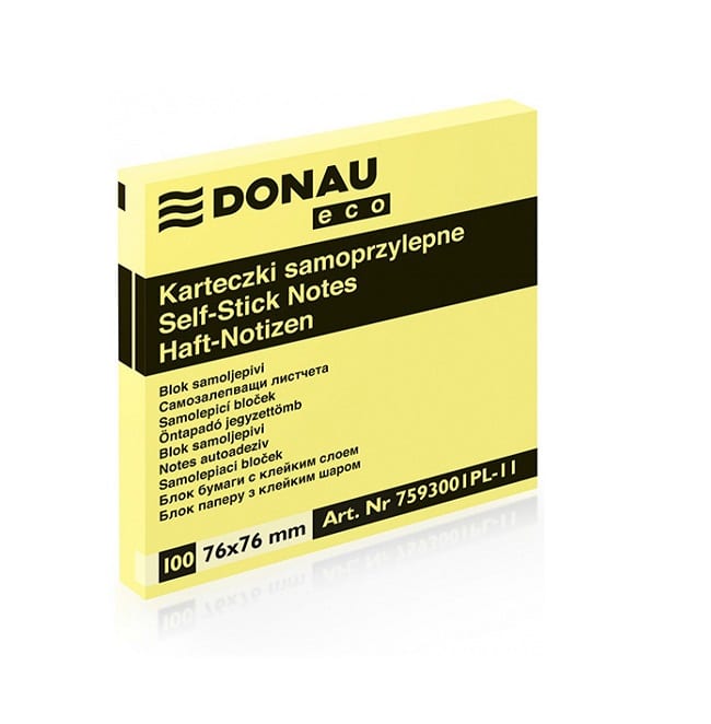 Notesblok 76x76mm - Alternativ til Post-it, Gul, 12 stk. med 100 ark pr. blok