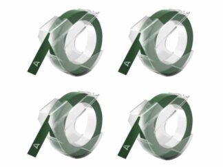 Rabatpakke - 4 stk Dymo 3D hvid på grøn tape Kompatibel 9 mm x 3 m